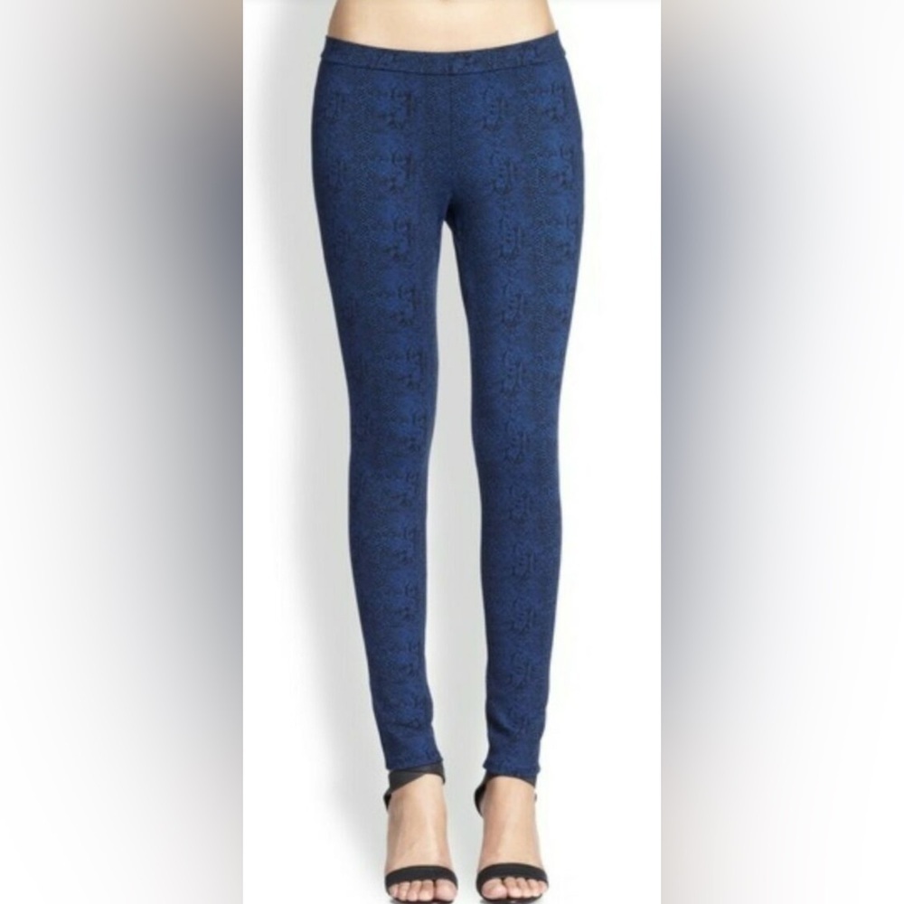 JOIE Blue Ladies Stretch Snakeskin-Print Leggings Size‎ M